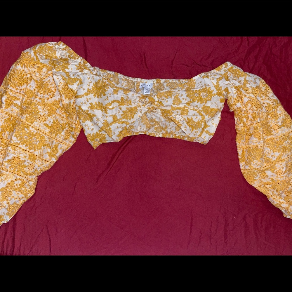 Yellow Top Shop Sleeved Crop Top!